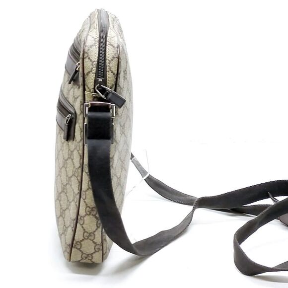 GUCCI GG Supreme Coated Canvas and Brown Leather Crossbody Messenger Bag VINTAGE - Picture 3 of 17